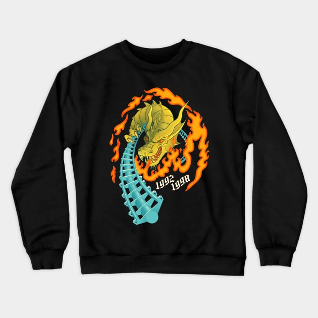 UP IN FLAMES - Drachen Fire Roller Coaster Busch Gardens Crewneck Sweatshirt by JFells